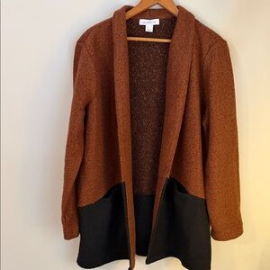 Liz Claiborne Rust and Black Open Front Two-Tone Cardigan